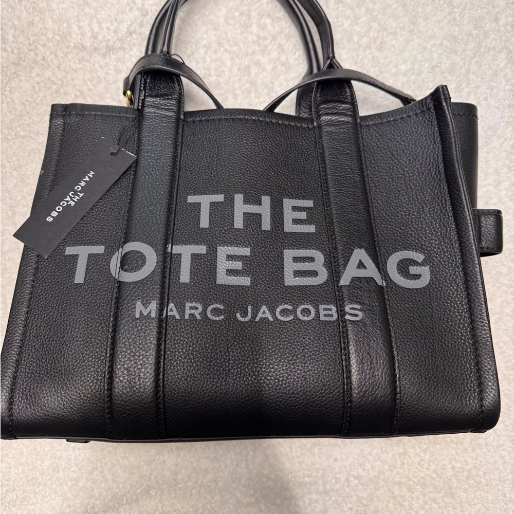 Marc Jacobs Black Leather Tote Bag